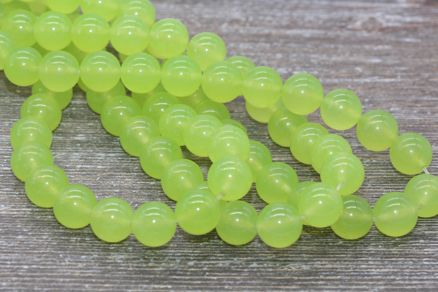 Lime Green Jade Beads, Smooth Gemstone Round Loose Beads, Sizes 4mm 6mm 8mm 10mm 12mm, Full Strand 15.5" #191