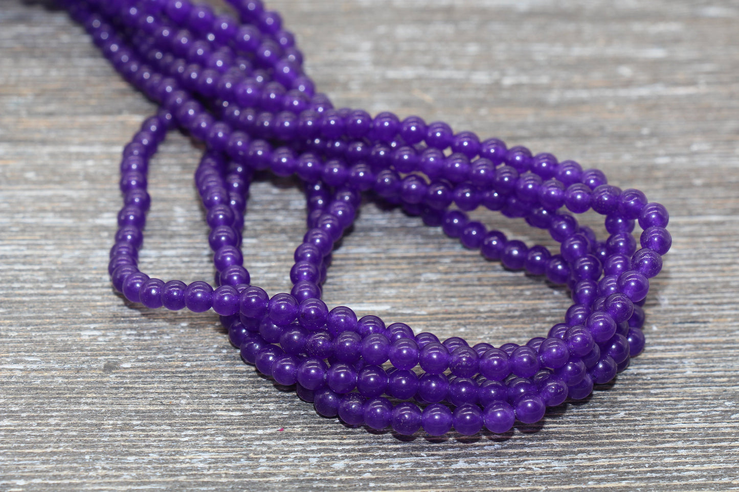 Purple Jade Beads, Smooth Gemstone Round Loose Beads, Sizes 4mm 6mm 8mm 10mm 12mm, Full Strand 15.5" #193