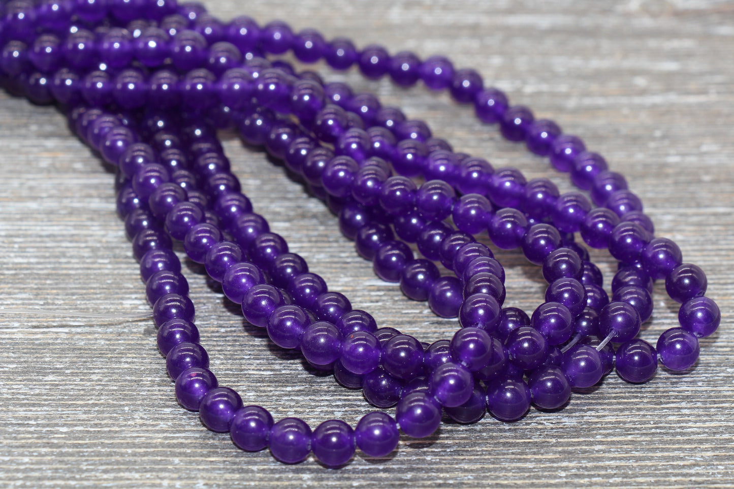 Purple Jade Beads, Smooth Gemstone Round Loose Beads, Sizes 4mm 6mm 8mm 10mm 12mm, Full Strand 15.5" #193
