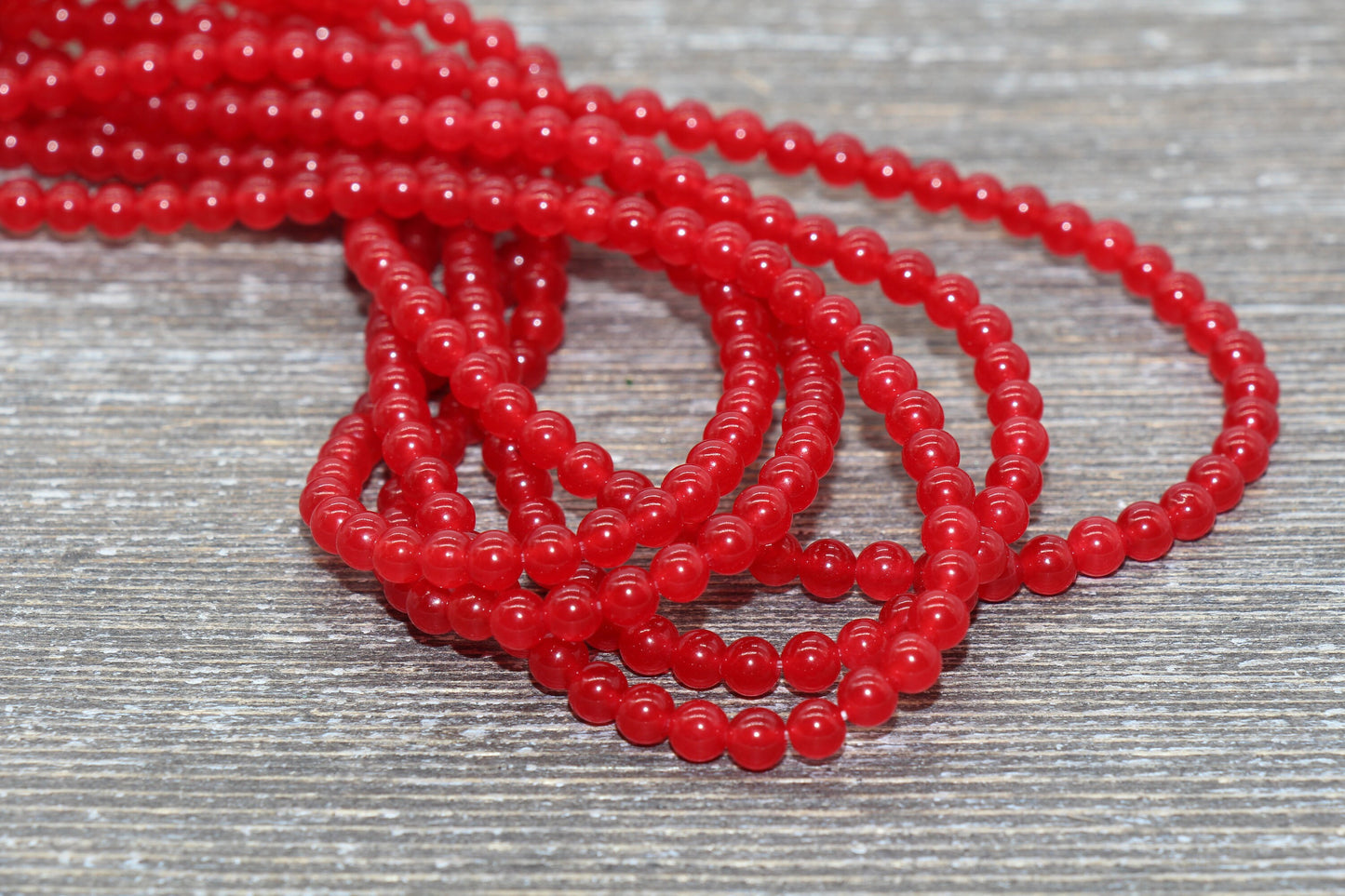 Red Jade Beads, Smooth Gemstone Round Loose Beads, Sizes 4mm 6mm 8mm 10mm 12mm, Full Strand 15.5" #196
