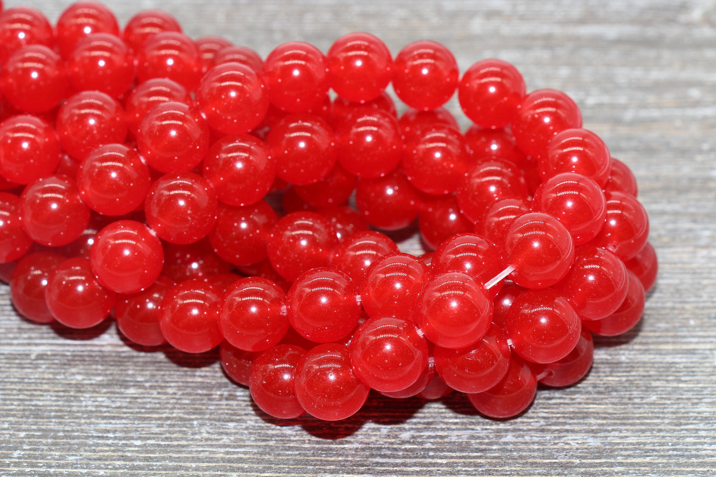 Red Jade Beads, Smooth Gemstone Round Loose Beads, Sizes 4mm 6mm 8mm 10mm 12mm, Full Strand 15.5" #196