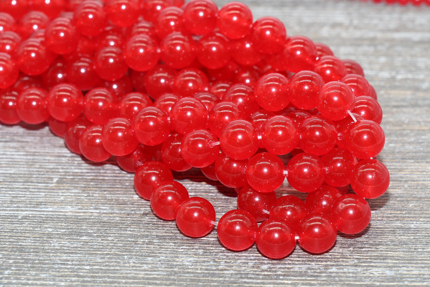 Red Jade Beads, Smooth Gemstone Round Loose Beads, Sizes 4mm 6mm 8mm 10mm 12mm, Full Strand 15.5" #196