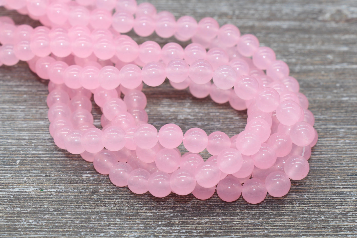 Pink Jade Beads, Smooth Gemstone Round Loose Beads, Sizes 4mm 6mm 8mm 10mm 12mm, Full Strand 15.5" #198