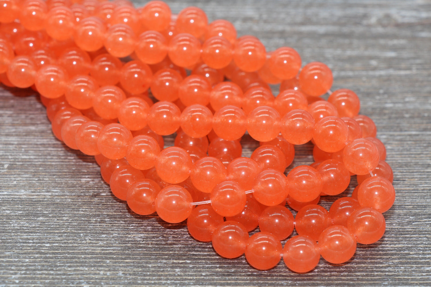 Orange Jade Beads, Smooth Gemstone Round Loose Beads, Sizes 4mm 6mm 8mm 10mm 12mm, Full Strand 15.5" #199