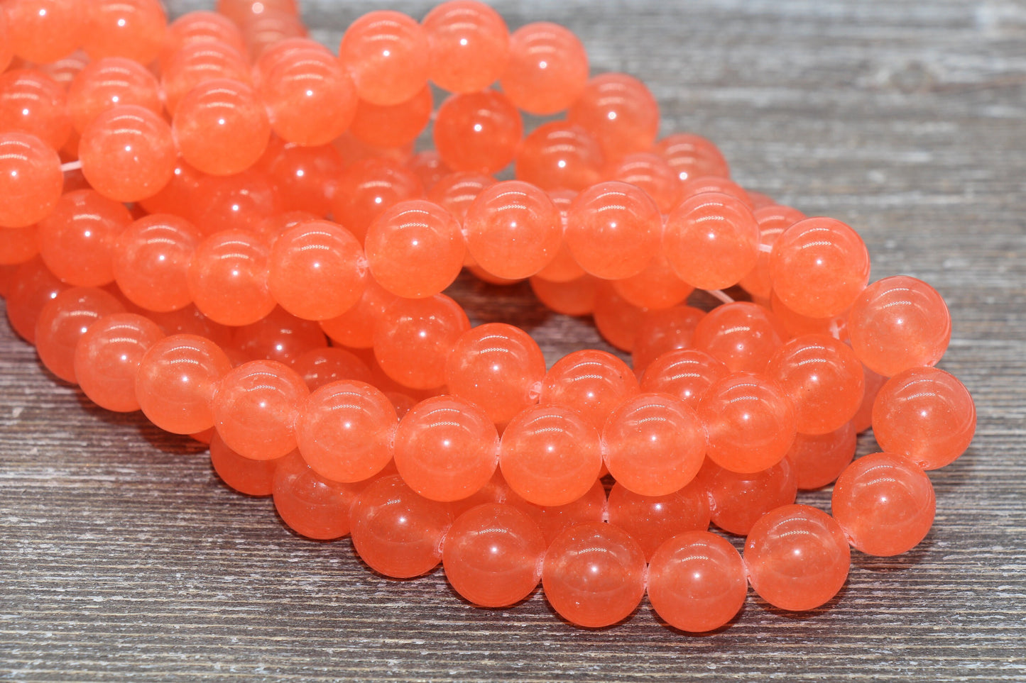 Orange Jade Beads, Smooth Gemstone Round Loose Beads, Sizes 4mm 6mm 8mm 10mm 12mm, Full Strand 15.5" #199