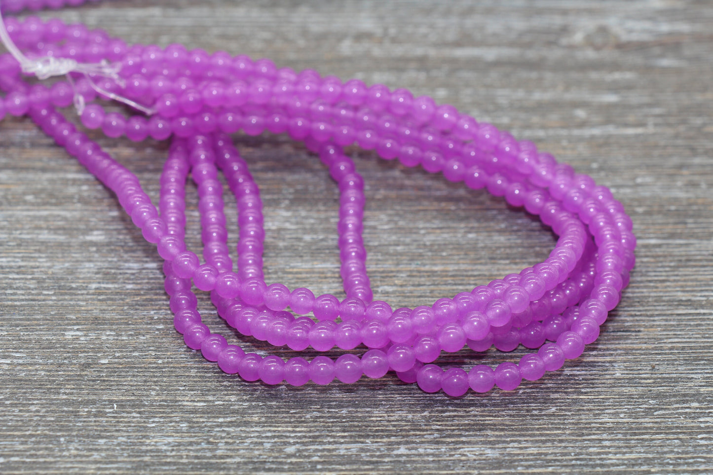 Violet Pink Jade Beads, Smooth Gemstone Round Loose Beads, Sizes 4mm 6mm 8mm 10mm 12mm, Full Strand 15.5" #202