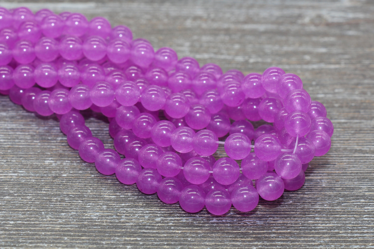 Violet Pink Jade Beads, Smooth Gemstone Round Loose Beads, Sizes 4mm 6mm 8mm 10mm 12mm, Full Strand 15.5" #202