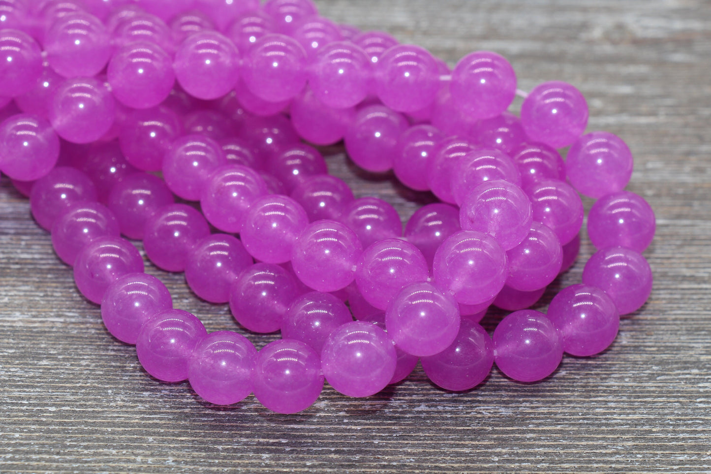 Violet Pink Jade Beads, Smooth Gemstone Round Loose Beads, Sizes 4mm 6mm 8mm 10mm 12mm, Full Strand 15.5" #202