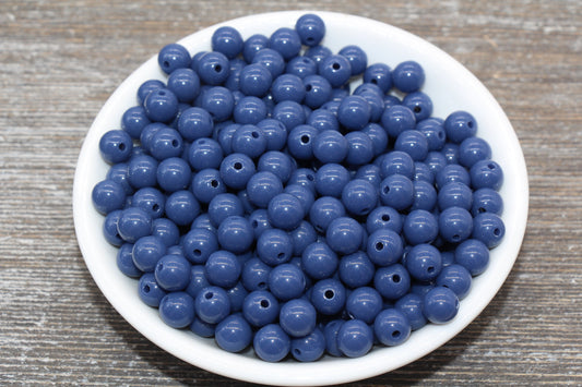 8mm Dark Blue Gumball Beads, Round Acrylic Loose Beads, Bubblegum Beads, Chunky Beads, Bubble Gum Beads, Smooth Plastic Round Beads #1407