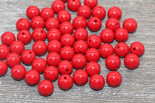 12mm Red Gumball Beads, Round Acrylic Loose Beads, Bubblegum Beads, Chunky Beads, Bubble Gum Beads, Smooth Plastic Round Bead #441