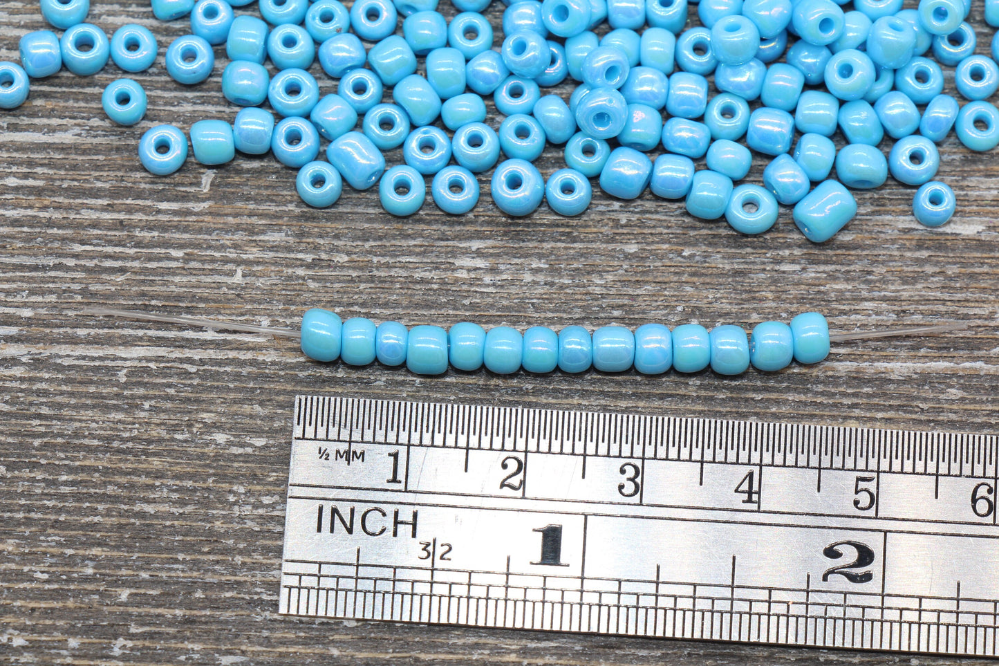 Iridescent Glass Seed Beads, 4mm 6/0 Glass Round Seed Beads, Blue AB Opaque Seed Beads, Rocailles Beads, Beading Supplies #1411
