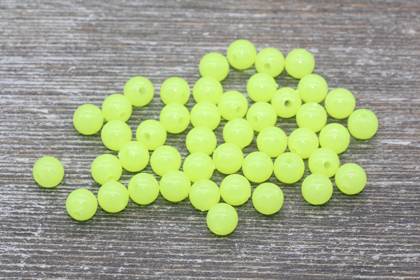 8mm Glow in Dark Yellow Gumball Beads, Round Acrylic Loose Beads, Bubblegum Beads, Chunky Beads, Smooth Plastic Round Beads #1449