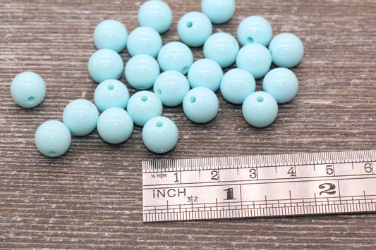 10mm Baby Blue Gumball Beads, Round Acrylic Loose Beads, Bubblegum Beads, Chunky Beads, Gumball Beads, Smooth Plastic Round Beads #1455