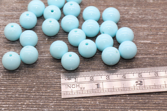 12mm Baby Blue Gumball Beads, Round Acrylic Loose Beads, Bubblegum Beads, Chunky Beads, Smooth Plastic Round Beads #1456