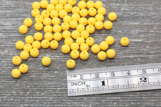 6mm Golden Yellow Gumball Beads, Round Acrylic Yellow Loose Beads, Bubblegum Beads, Chunky Beads, Bubble Gum Beads, Smooth Round Beads #1460