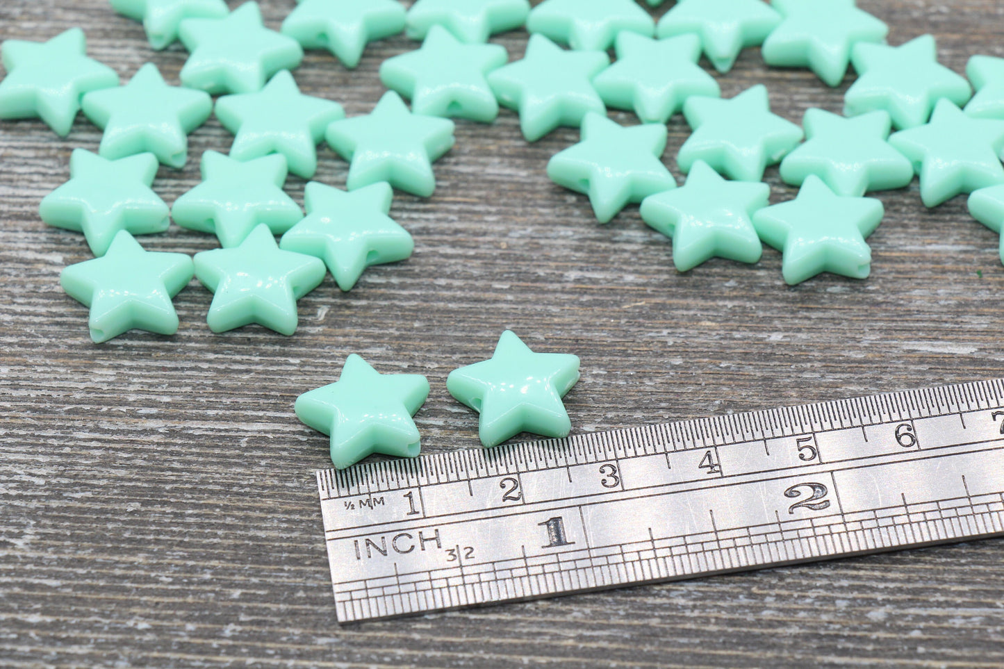Mint Green Star Beads, Mint Acrylic Star Beads, Plastic Star Beads #1482