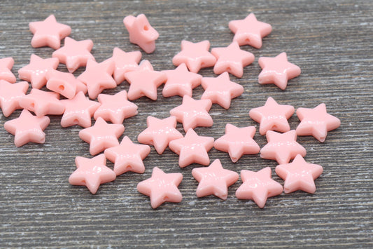 Peach Star Beads, Peach Acrylic Star Beads, Plastic Star Beads #1485