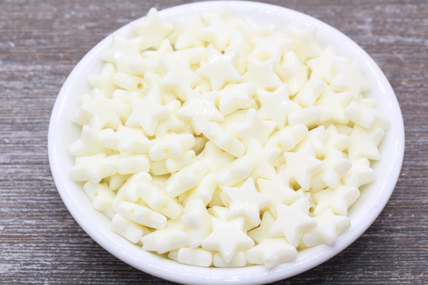 Ivory Star Beads, Ivory Acrylic Star Beads, Plastic Star Beads #1486