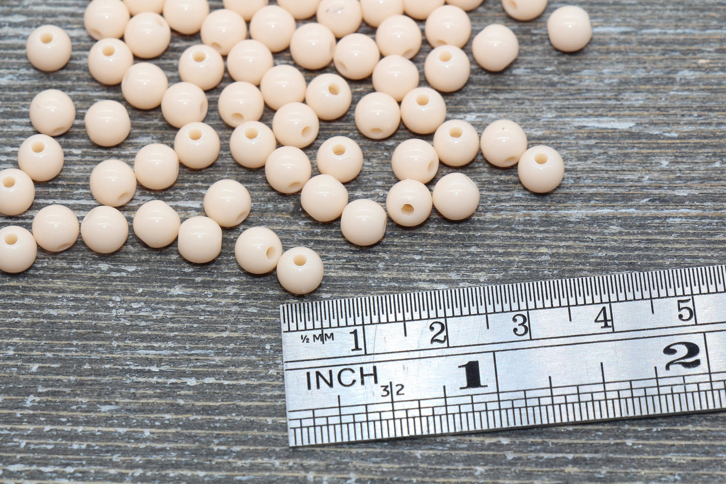 6mm Light Peach Gumball Beads, Round Acrylic Peach Loose Beads, Bubblegum Beads, Chunky Beads, Smooth Plastic Round Beads #1347