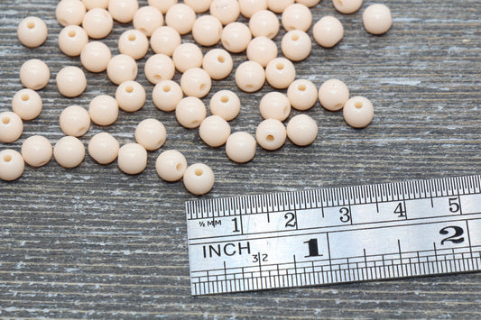6mm Light Peach Gumball Beads, Round Acrylic Peach Loose Beads, Bubblegum Beads, Chunky Beads, Smooth Plastic Round Beads #1347