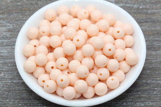 10mm Light Peach Gumball Beads, Round Acrylic Peach Loose Beads, Bubblegum Beads, Chunky Beads, Smooth Plastic Round Beads #1349
