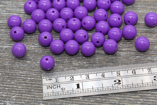 10mm Plum Purple Gumball Beads, Round Acrylic Purple Loose Beads, Bubblegum Beads, Chunky Beads, Bubble Gum Beads, Smooth Round Beads #1354