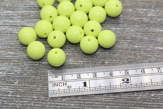 12mm Light Lime Green Gumball Beads, Round Acrylic Loose Beads, Bubblegum Beads, Chunky Beads, Bubble Gum Beads, Smooth Round Beads #1375