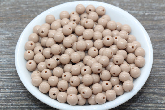 8mm Burlywood Brown Gumball Beads, Brown Round Acrylic Loose Beads, Bubblegum Beads, Chunky Beads, Bubblegum Beads, Smooth Round Beads #1379