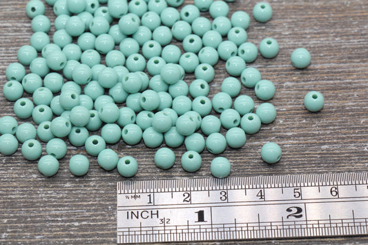 6mm Dusty Green Gumball Beads, Round Acrylic Loose Beads, Bubblegum Beads, Chunky Beads, Bubble Gum Beads, Smooth Plastic Round Beads #1382