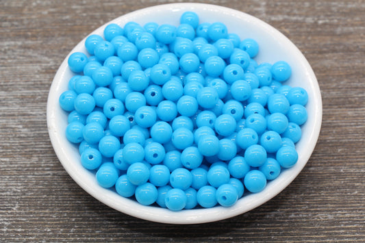 8mm Blue Gumball Beads, Round Acrylic Loose Beads, Bubblegum Beads, Chunky Beads, Bubble Gum Beads, Smooth Plastic Round Beads #1386