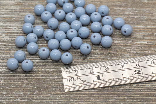 8mm Bluish Gray Gumball Beads, Round Acrylic Loose Beads, Bubblegum Beads, Chunky Beads, Bubble Gum Beads, Smooth Plastic Round Beads #1399
