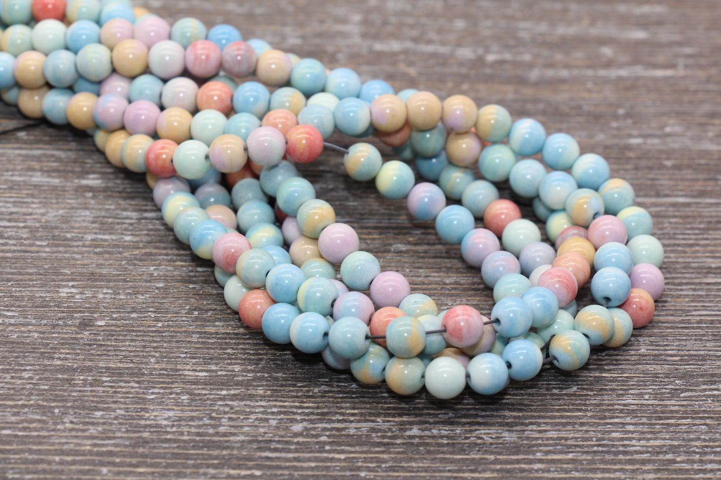 Rainbow Agate Beads, Multicolor Rainbow Agate Beads, Smooth Gemstones Round Beads, Sizes 6mm 8mm 10mm, Full Strand 15.5" #187