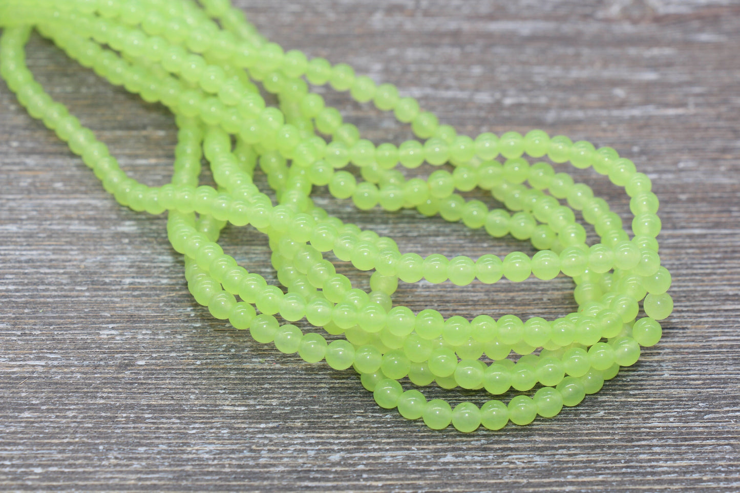 Lime Green Jade Beads, Smooth Gemstone Round Loose Beads, Sizes 4mm 6mm 8mm 10mm 12mm, Full Strand 15.5" #191