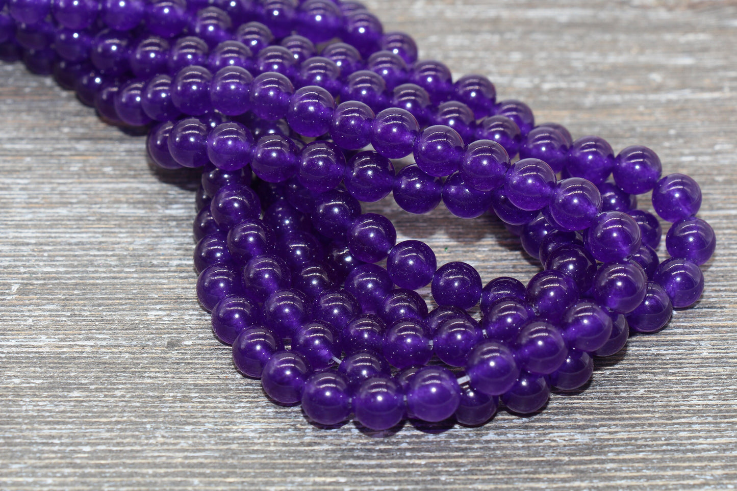 Purple Jade Beads, Smooth Gemstone Round Loose Beads, Sizes 4mm 6mm 8mm 10mm 12mm, Full Strand 15.5" #193