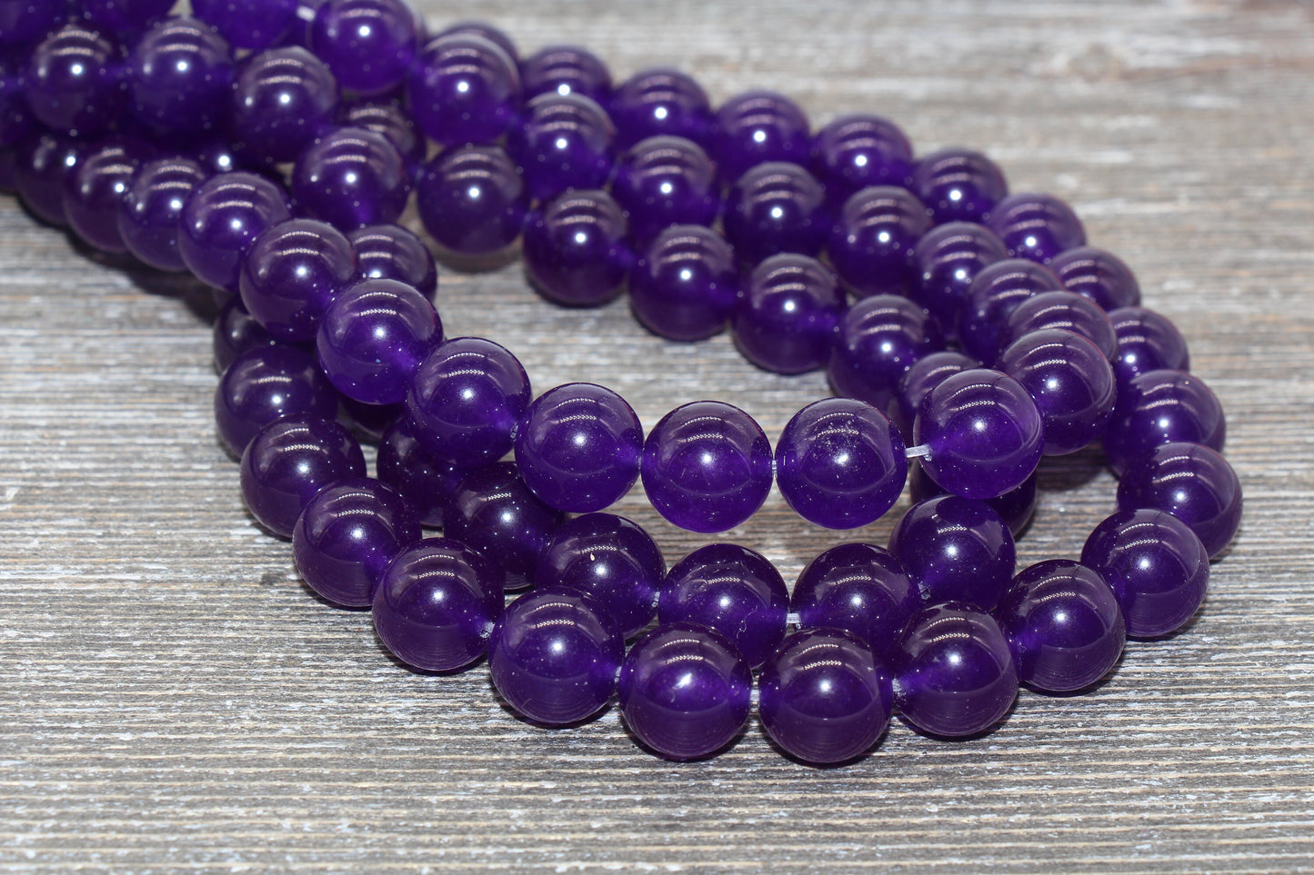 Purple Jade Beads, Smooth Gemstone Round Loose Beads, Sizes 4mm 6mm 8mm 10mm 12mm, Full Strand 15.5" #193