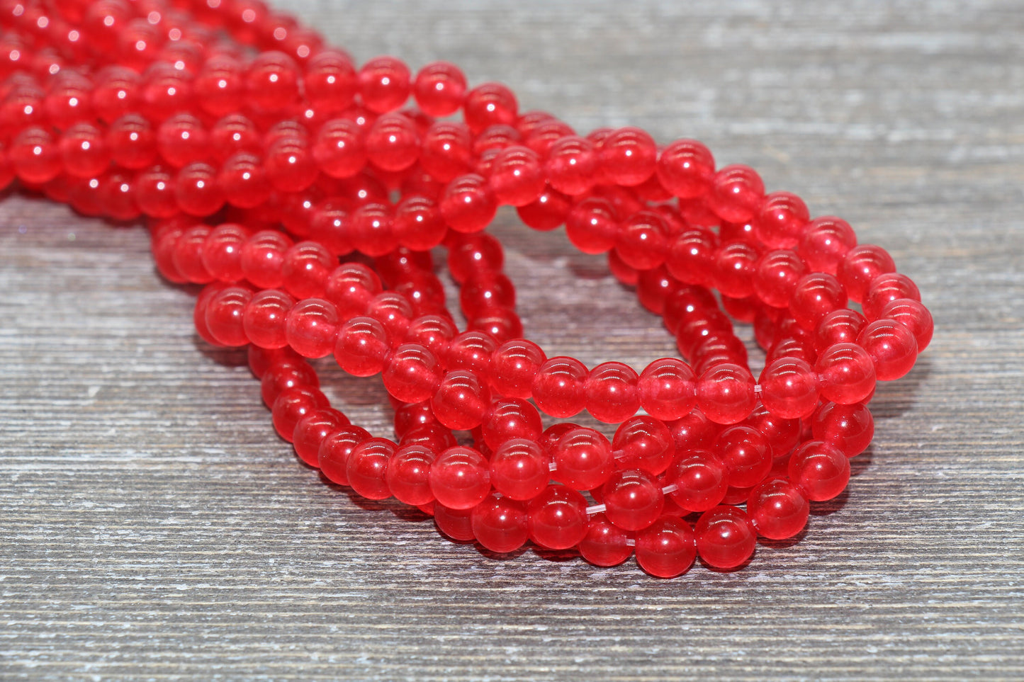 Red Jade Beads, Smooth Gemstone Round Loose Beads, Sizes 4mm 6mm 8mm 10mm 12mm, Full Strand 15.5" #196