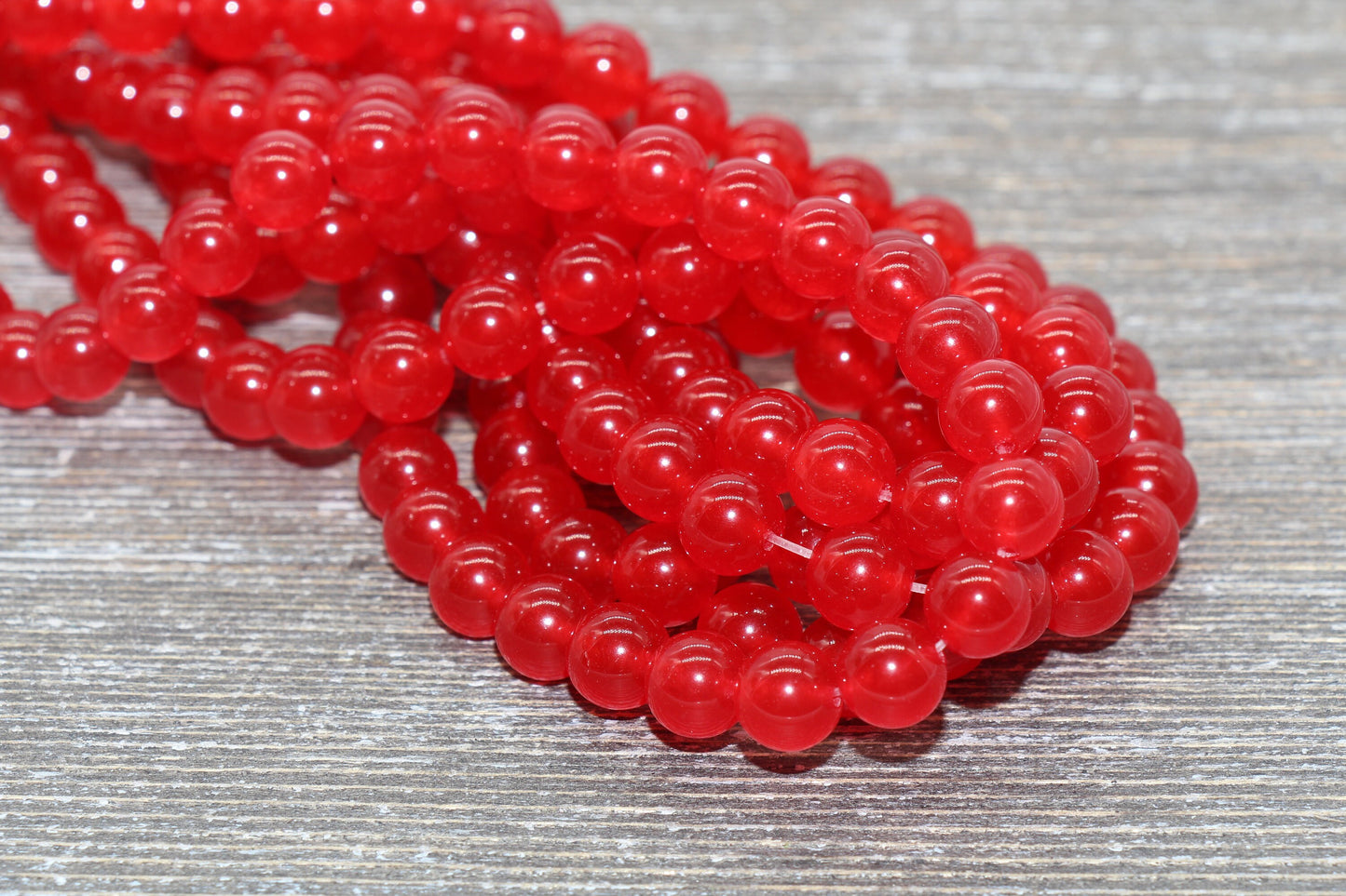 Red Jade Beads, Smooth Gemstone Round Loose Beads, Sizes 4mm 6mm 8mm 10mm 12mm, Full Strand 15.5" #196