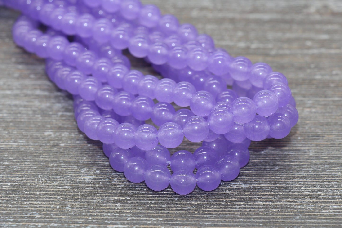 Puprle Jade Beads, Smooth Gemstone Round Loose Beads, Sizes 4mm 6mm 8mm 10mm 12mm, Full Strand 15.5" #197