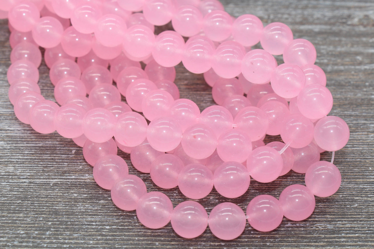 Pink Jade Beads, Smooth Gemstone Round Loose Beads, Sizes 4mm 6mm 8mm 10mm 12mm, Full Strand 15.5" #198