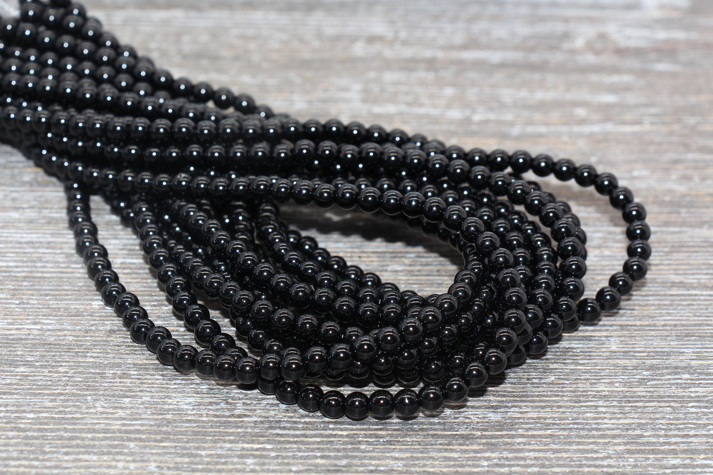 Black Onyx Beads, Smooth Round Beads, Sizes 6mm 8mm 10mm 12mm, Full Strand 15.5 inch, #88