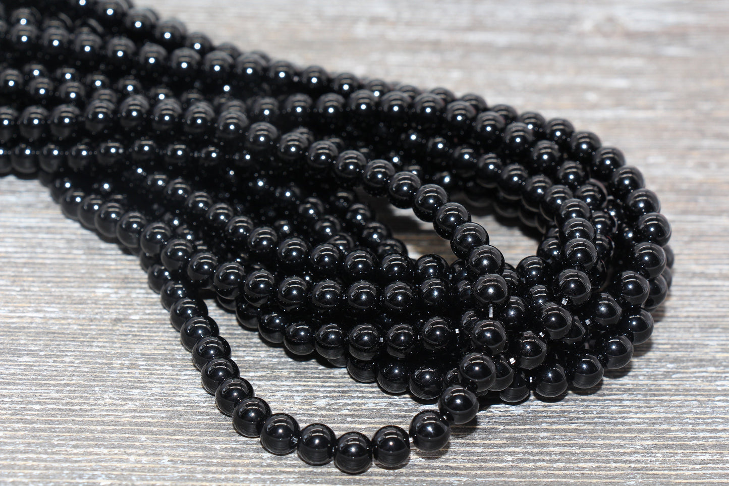 Black Onyx Beads, Smooth Round Beads, Sizes 6mm 8mm 10mm 12mm, Full Strand 15.5 inch, #88