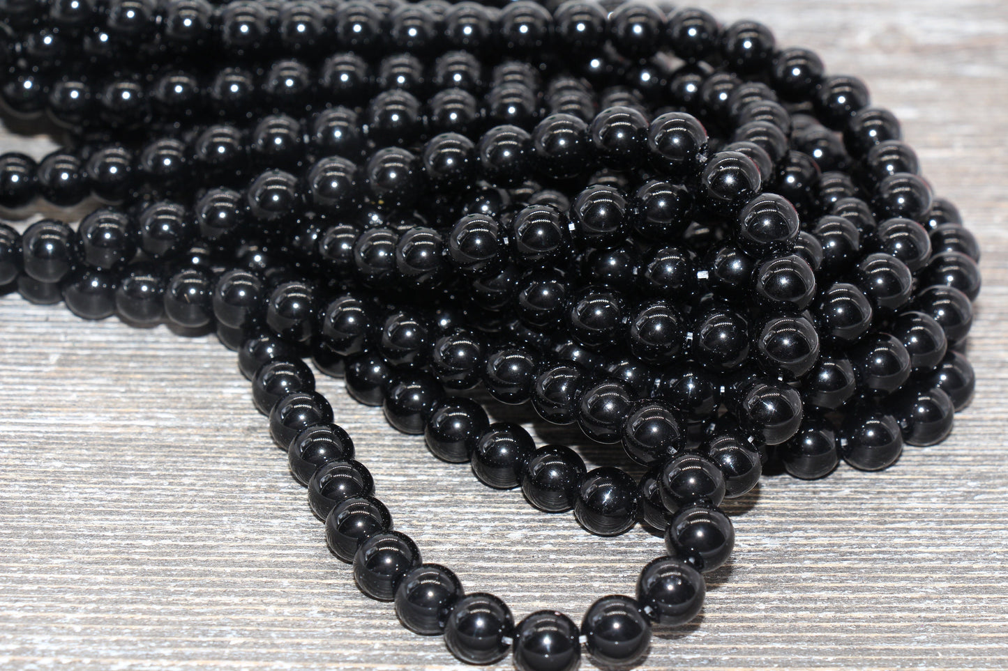 Black Onyx Beads, Smooth Round Beads, Sizes 6mm 8mm 10mm 12mm, Full Strand 15.5 inch, #88
