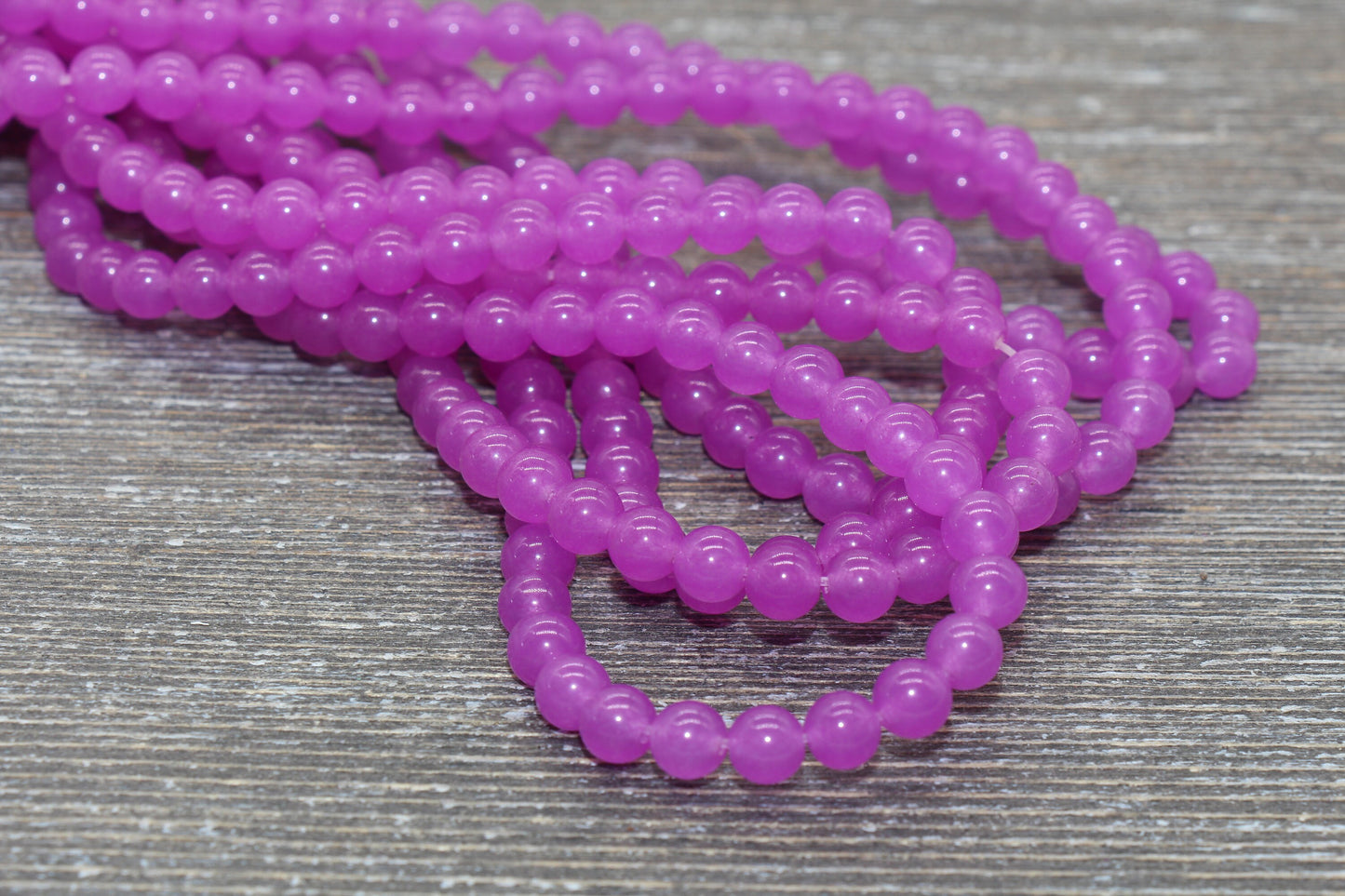Violet Pink Jade Beads, Smooth Gemstone Round Loose Beads, Sizes 4mm 6mm 8mm 10mm 12mm, Full Strand 15.5" #202
