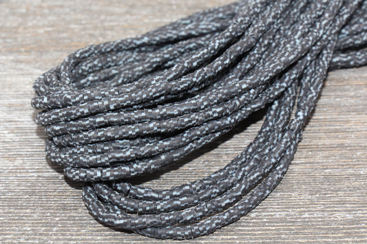 4mm Black with White Speckled Heishi Beads, Mix Color Polymer Clay Disc Beads, African Disc Beads, Vinyl Heishi, 16 inch Strand #141