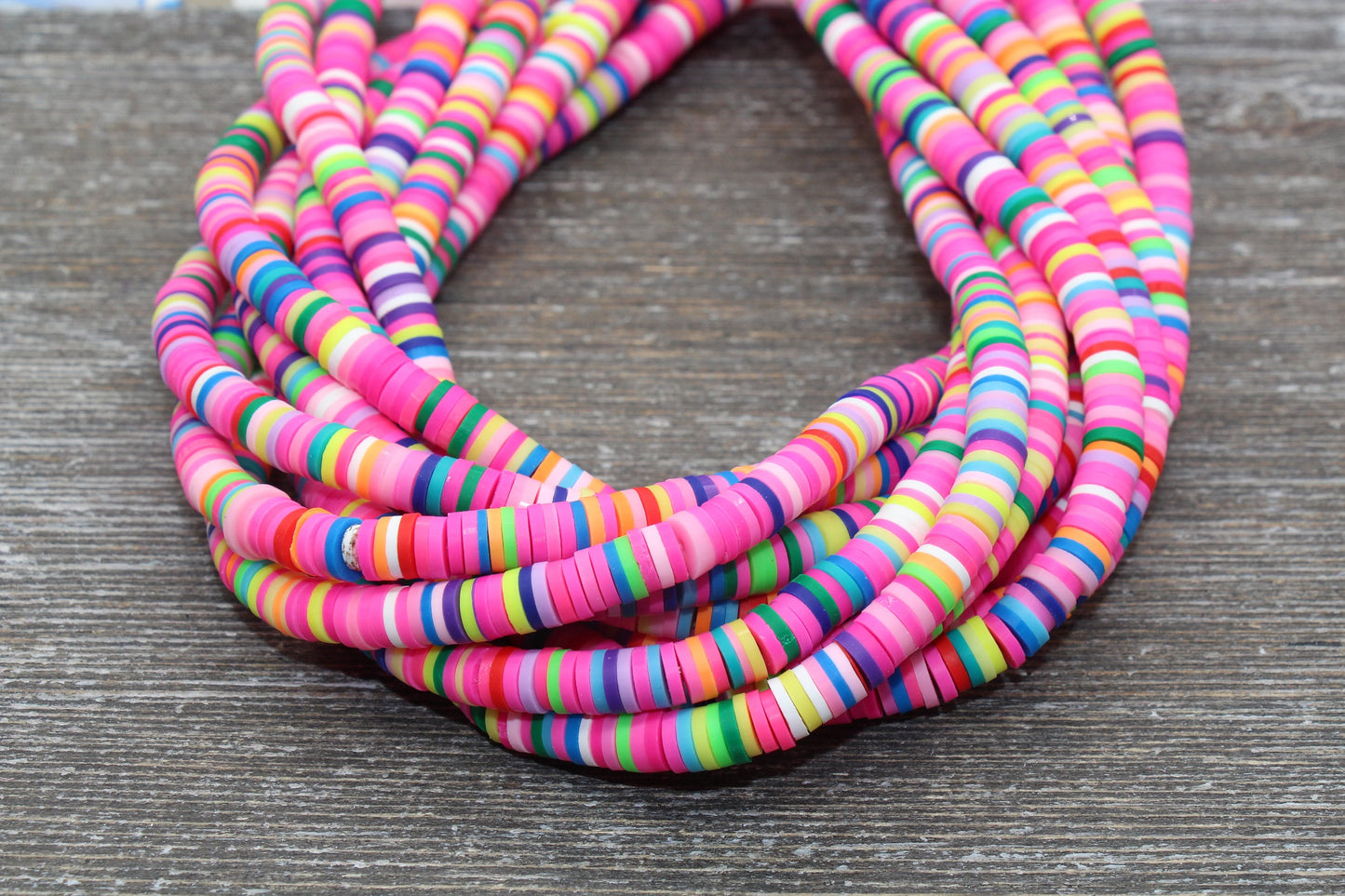 6mm Multicolored Heishi Beads, Mixed Color Polymer Clay Disc Beads, African Disc Beads, Wholesale Vinyl Heishi, 16 inch Strand #7