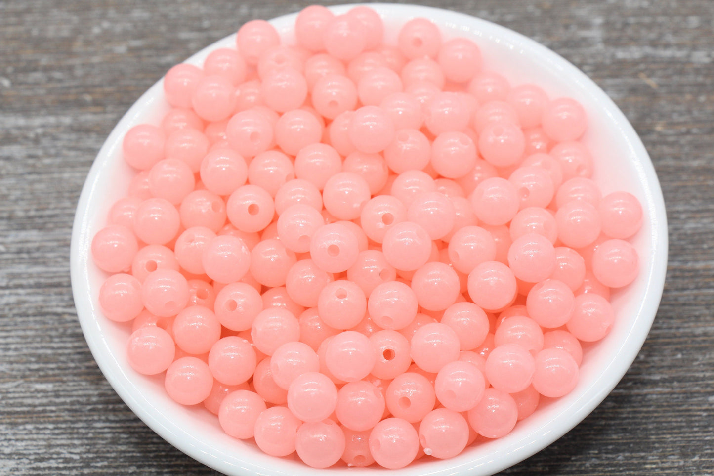 8mm Glow in Dark Pink Gumball Beads, Round Acrylic Loose Beads, Bubblegum Beads, Chunky Beads, Smooth Plastic Round Beads #1450