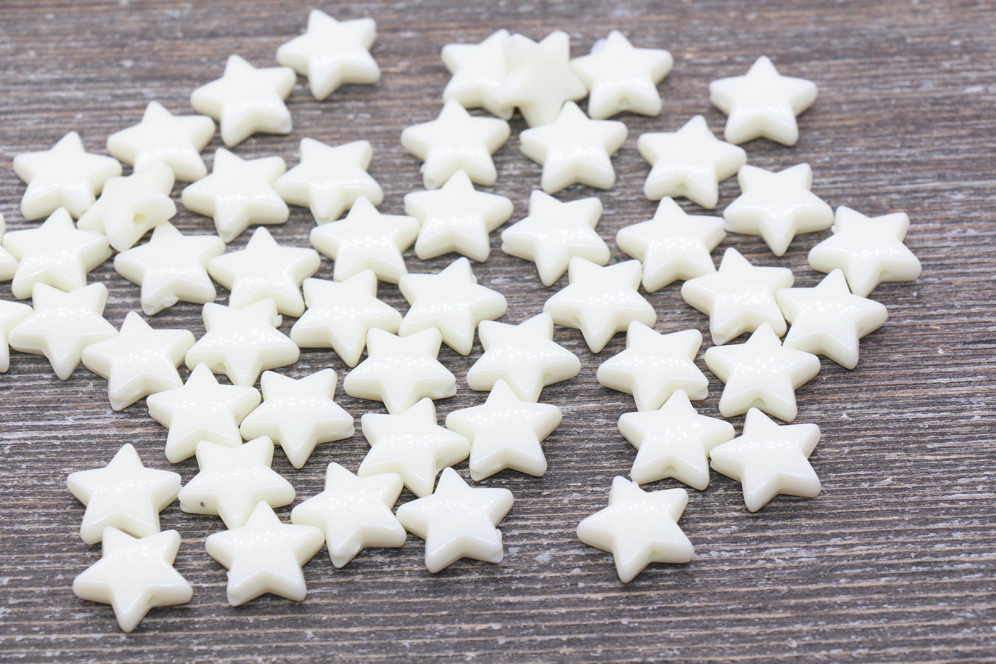 Ivory Star Beads, Ivory Acrylic Star Beads, Plastic Star Beads #1486