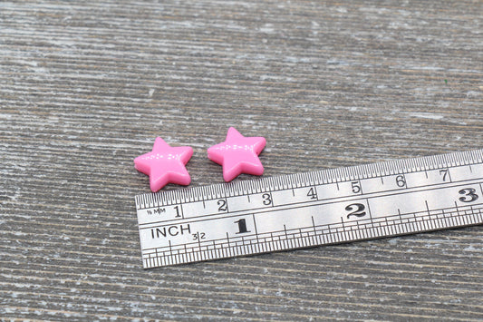 Pink Star Beads, Pink Acrylic Star Beads, Plastic Star Beads #1488