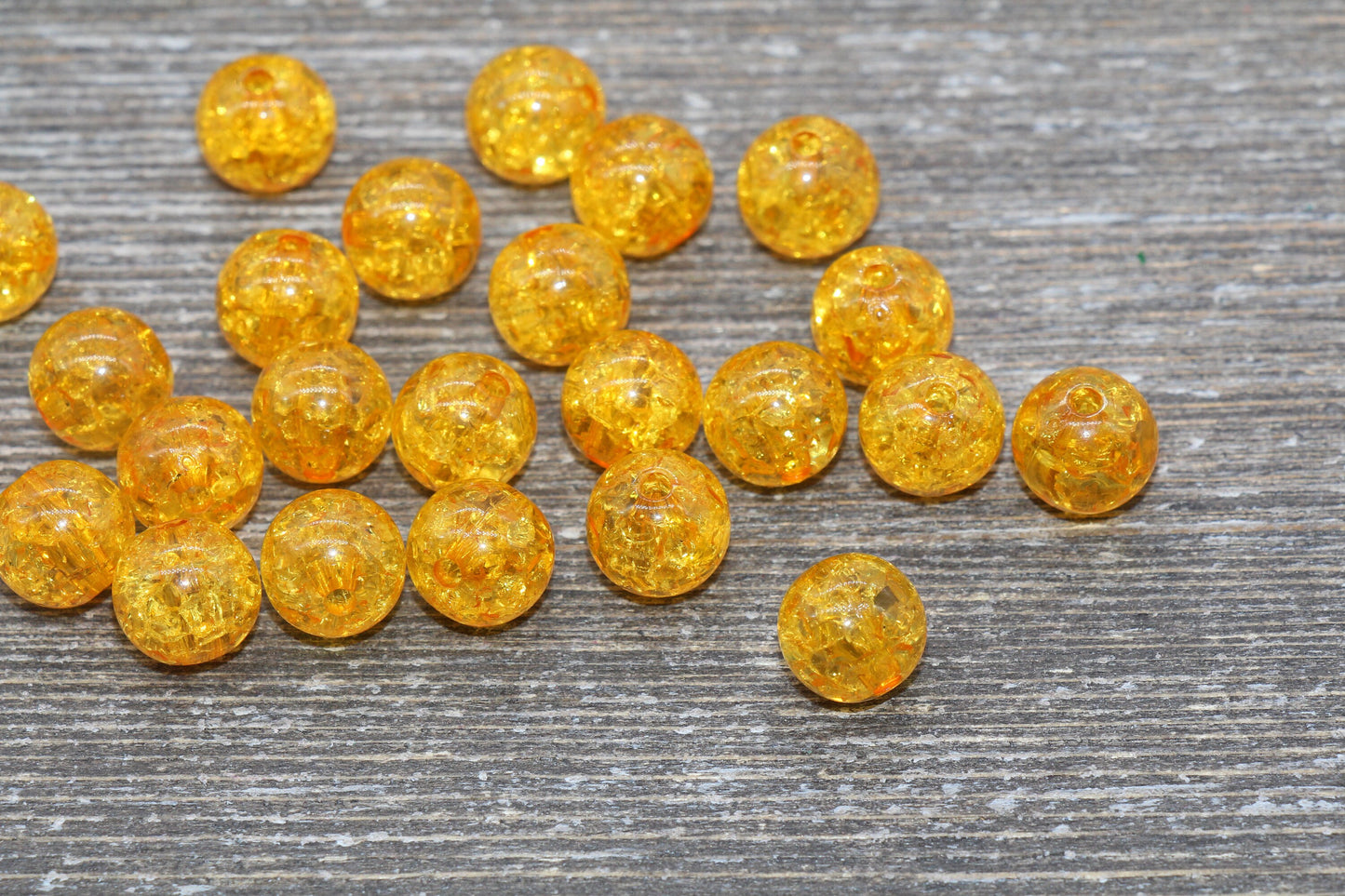 10mm Orange Crackle Gumball Beads, Acrylic Crackle Loose Beads, Bubblegum Beads, Chunky Beads, Smooth Round Plastic Beads #1509