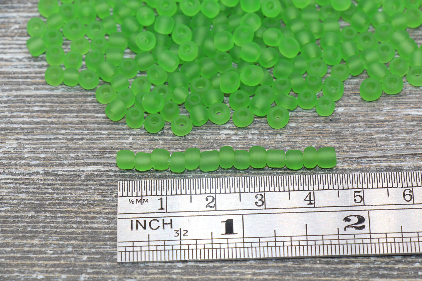 Matte Glass Seed Beads, 4mm 6/0 Glass Round Seed Beads, Matte Green Trans Seed Beads, Rocailles Beads, Beading Supplies #1017